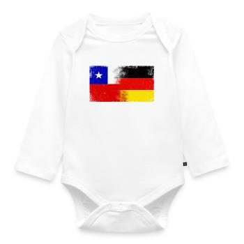 Chile Deutschland Flag - Baby Bio-Langarm-Body - Weiß - Vorne