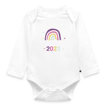 Ich bin ein Kitakind 2023 / Kindergartenkind - Baby Bio-Langarm-Body - Weiß - Vorne