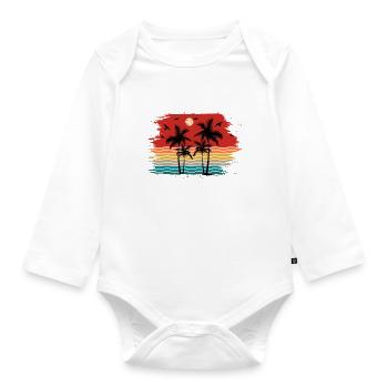 Sunset beach summer gift beach retro - Organic Longsleeve Baby Bodysuit - white - Front