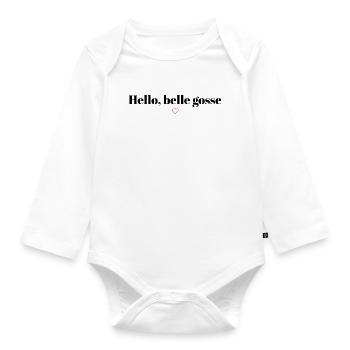 Hello belle gosse - Body Bébé bio manches longues - blanc - Devant