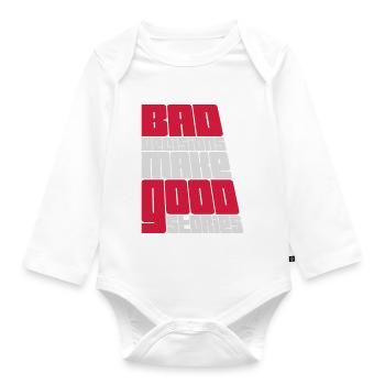 bad decisions great stories - Organic Longsleeve Baby Bodysuit - white - Front