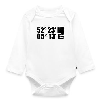 Almere Koordinaten - Baby Bio-Langarm-Body - Weiß - Vorne