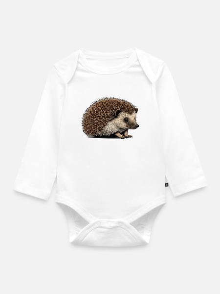Igel - Baby Bio-Langarm-Body - Weiß