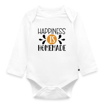 Design Happiness is homemade - Body Bébé bio manches longues - blanc - Devant