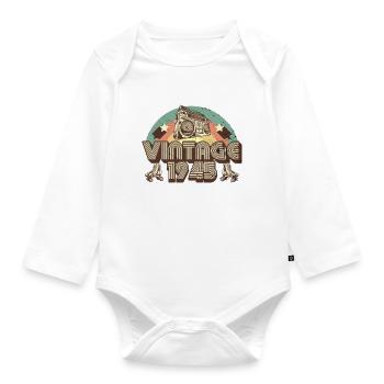 1945 Birthday born in 1945 Retro Vintage - Organic Longsleeve Baby Bodysuit - white - Front