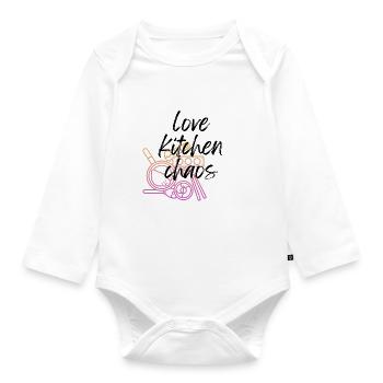 Kitchen chaos - Organic Longsleeve Baby Bodysuit - white - Front