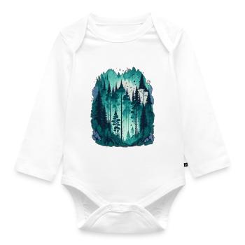 Pine forest - Organic Longsleeve Baby Bodysuit - white - Front