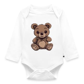 Teddy Blooms - Organic Longsleeve Baby Bodysuit - white - Front