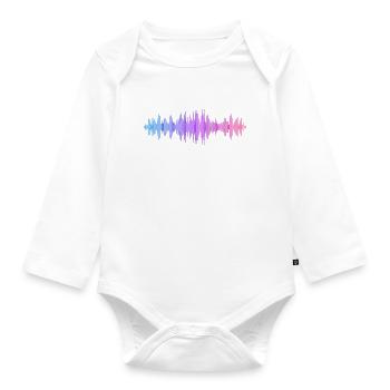 Schallwellen Musikwelle Vintage Retro DJ Herz Scheibe - Baby Bio-Langarm-Body - Weiß - Vorne