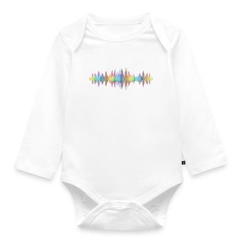 Schallwellen Musikwelle Vintage Retro DJ Herz Scheibe - Baby Bio-Langarm-Body - Weiß - Vorne