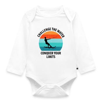 Water skis, water skis, water skiers - Organic Longsleeve Baby Bodysuit - white - Front