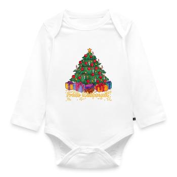 Frohe Weihnacht Weihnachtsbaum Tanne Geschenk - Baby Bio-Langarm-Body - Weiß - Vorne