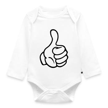 hand thumb like comic - Baby Bio-Langarm-Body - Weiß - Vorne