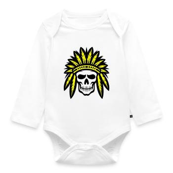 Apache Indian Chief Skull - Organic Longsleeve Baby Bodysuit - white - Front