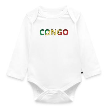 Flagge des Kongo - Baby Bio-Langarm-Body - Weiß - Vorne