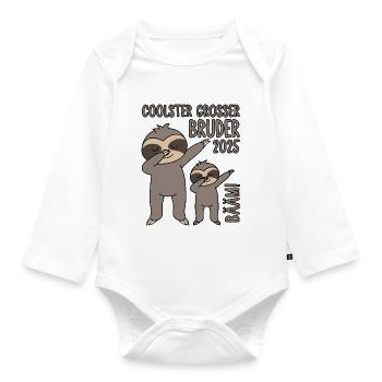 Dabbing Faultier Bääm! Coolster Großer Bruder 2025 - Baby Bio-Langarm-Body - Weiß - Vorne