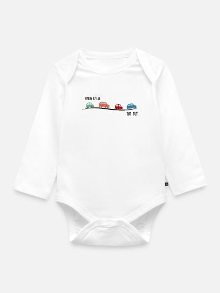 Autos im Geschwindigskeitsrausch - Baby Bio-Langarm-Body - Weiß