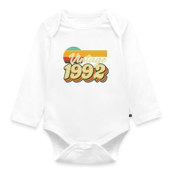 1992 Vintage anniversaire rétro Vintage cadeau - Body Bébé bio manches longues - blanc - Devant