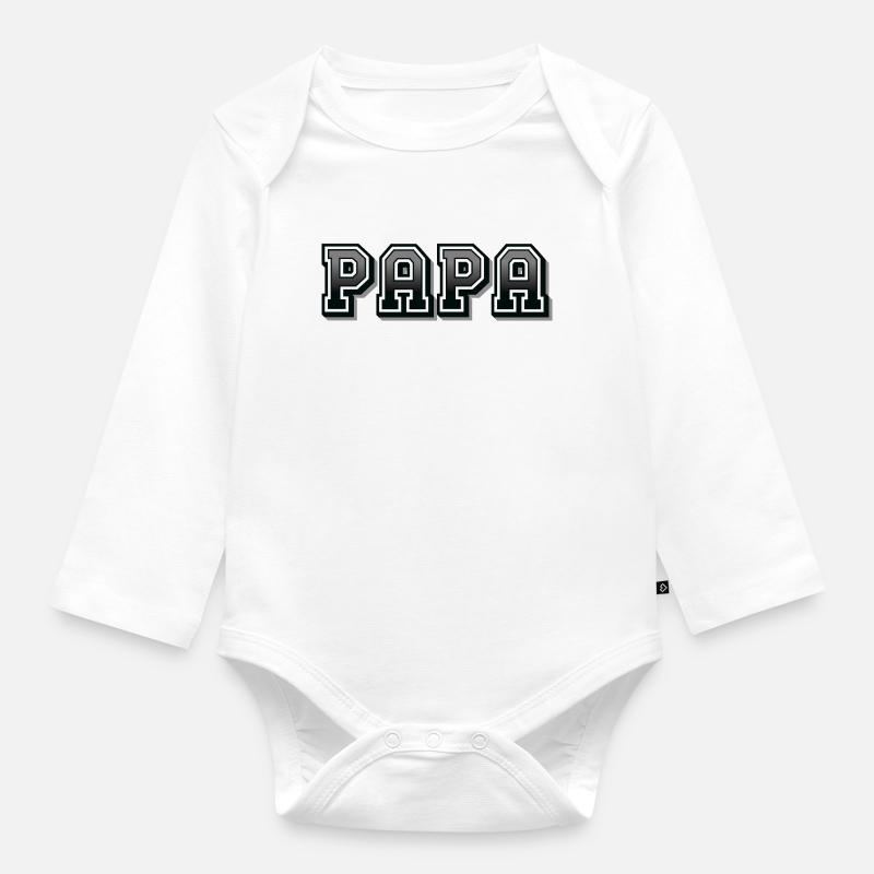 PAPA - Body Bébé bio manches longues - blanc