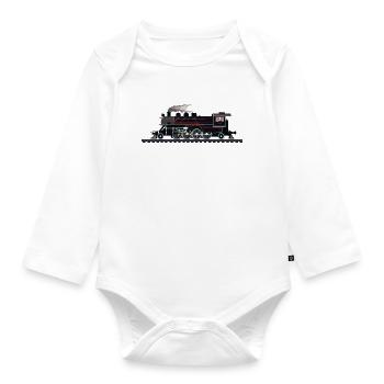 Railway Graphic - Organic Longsleeve Baby Bodysuit - white - Front