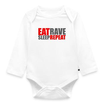 Manger dormir rave répéter nourriture sommeil corbeau disant - Body Bébé bio manches longues - blanc - Devant