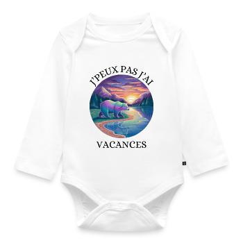 Ich kann nicht Urlaub machen - Baby Bio-Langarm-Body - Weiß - Vorne