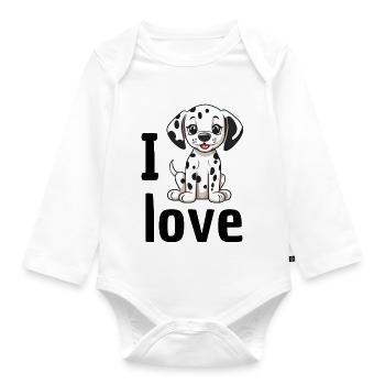 I love Dalmatiner - Baby Bio-Langarm-Body - Weiß - Vorne