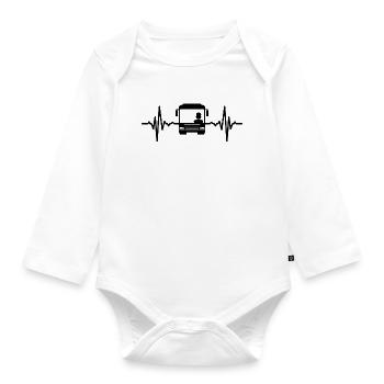 Bus driver heartbeat - Organic Longsleeve Baby Bodysuit - white - Front