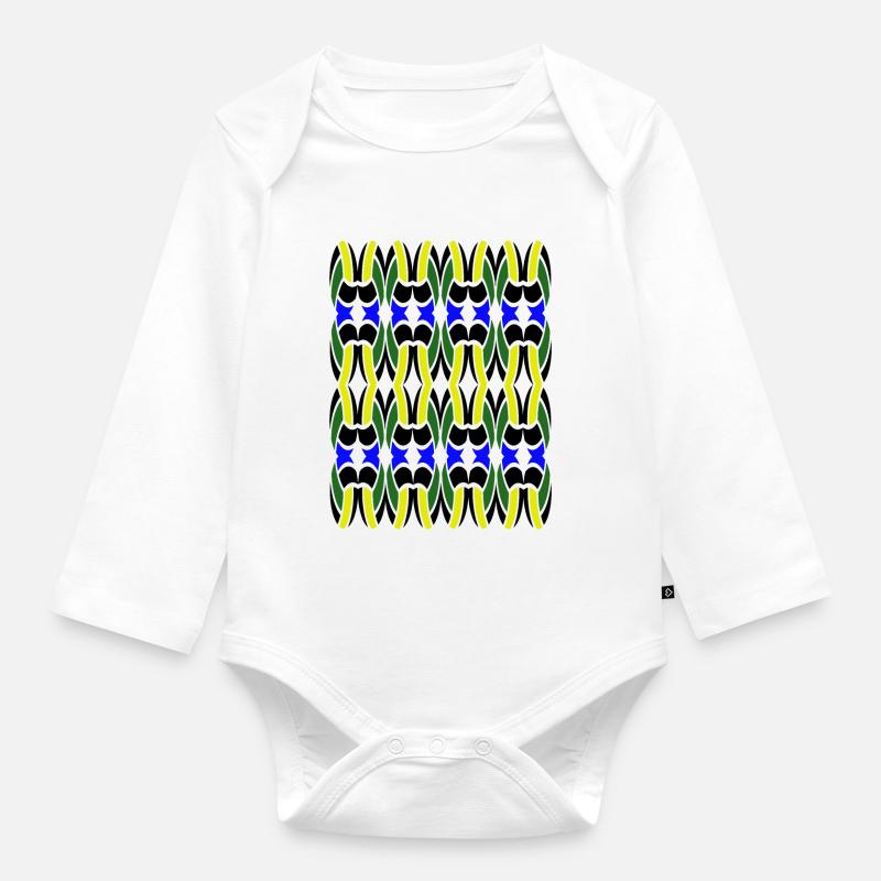 Unique Multicolor design - Organic Longsleeve Baby Bodysuit - white