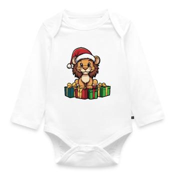 Cadeaux de bande dessinée de Noël Lion - Body Bébé bio manches longues - blanc - Devant