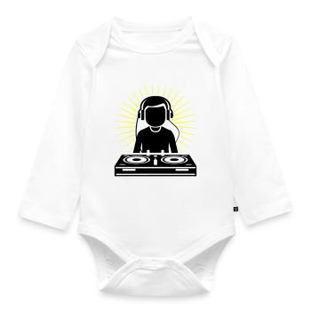 DJ Party Turntables - Baby Bio-Langarm-Body - Weiß - Vorne