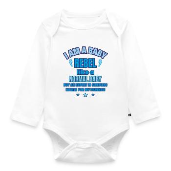 Baby Rebell Lustiges Geburtsgeschenk - Baby Bio-Langarm-Body - Weiß - Vorne