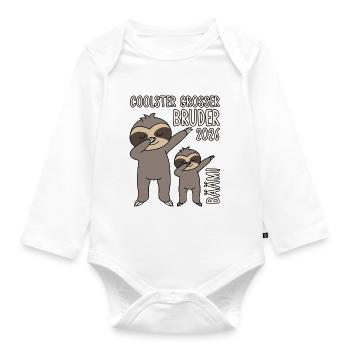 Dabbing Faultier Bääm! Coolster Großer Bruder 2026 - Baby Bio-Langarm-Body - Weiß - Vorne