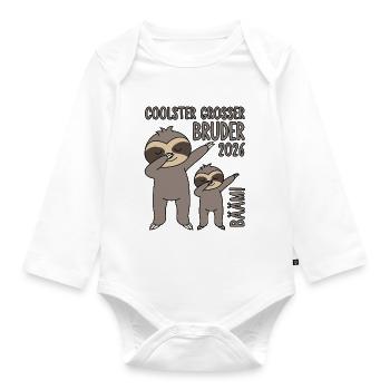 Dabbing Faultier Bääm! Coolster Großer Bruder 2026 - Baby Bio-Langarm-Body - Weiß - Vorne