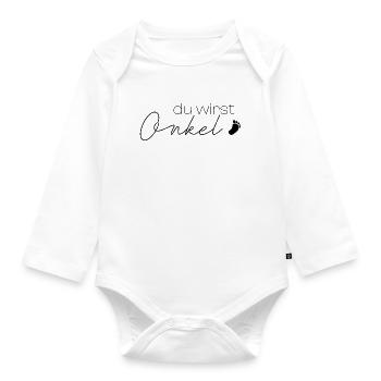 Du wirst Onkel - Baby Bio-Langarm-Body - Weiß - Vorne