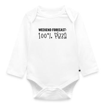 Vorhersage für das Wochenende: 100% Pizza - Baby Bio-Langarm-Body - Weiß - Vorne