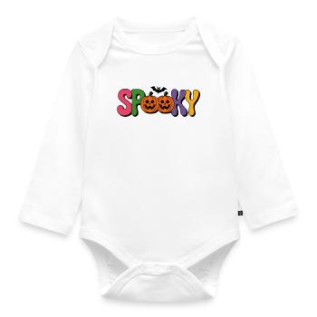 Spooky Kürbis Halloween - Baby Bio-Langarm-Body - Weiß - Vorne