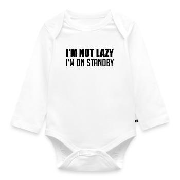 Je ne suis pas paresseux(se), je suis en veille - Body Bébé bio manches longues - blanc - Devant