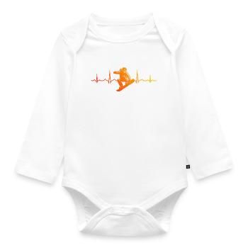 Snowboard motif with recognition value - Organic Longsleeve Baby Bodysuit - white - Front