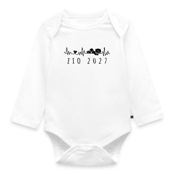 Futuro Zio 2027 Battito Cardiaco in Gravidanza - Organic Longsleeve Baby Bodysuit - white - Front