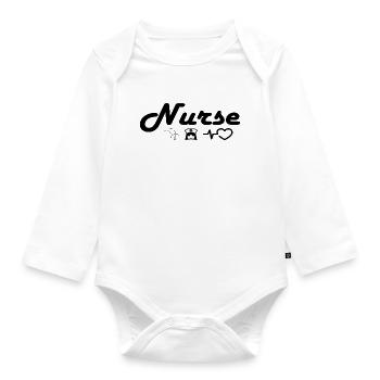 Nurse_Black - Organic Longsleeve Baby Bodysuit - white - Front
