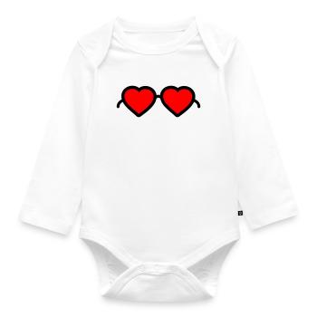 Heart Glasses - Organic Longsleeve Baby Bodysuit - white - Front