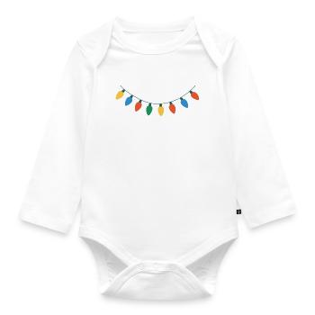 String Lights - Christmas Lights Festival Winter - Organic Longsleeve Baby Bodysuit - white - Front