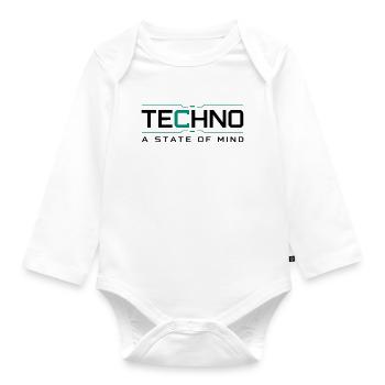 Techno - A State of Mind - Baby Bio-Langarm-Body - Weiß - Vorne
