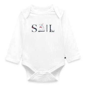 SAIL – Maritimes Typografie Design - Baby Bio-Langarm-Body - Weiß - Vorne