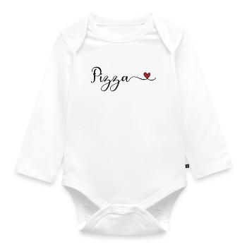 Pizza Heart - Organic Longsleeve Baby Bodysuit - white - Front