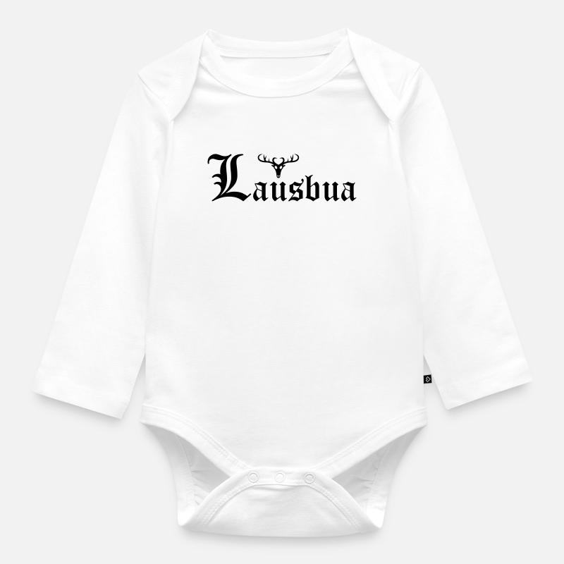 Lausbua mit Hirsch - Baby Bio-Langarm-Body - Weiß