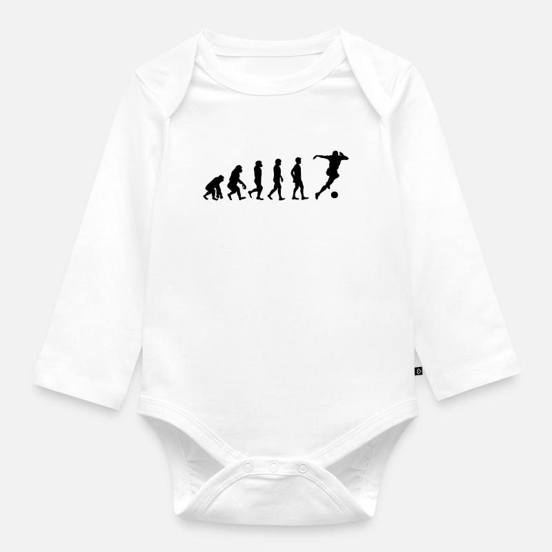 Fussballer Evolution - Baby Bio-Langarm-Body - Weiß