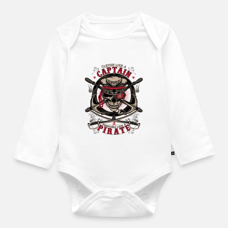 capitaine pirate - Body Bébé bio manches longues - blanc