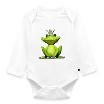Hairo the Frog King - Organic Longsleeve Baby Bodysuit - white - Front
